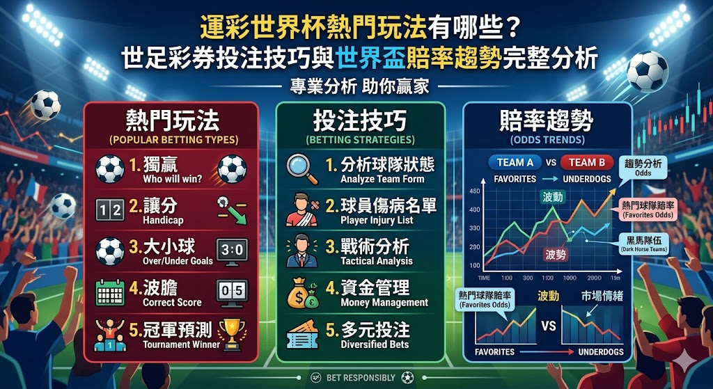 運彩世界杯熱門玩法有哪些？世足彩券投注技巧與世界盃賠率趨勢完整分析