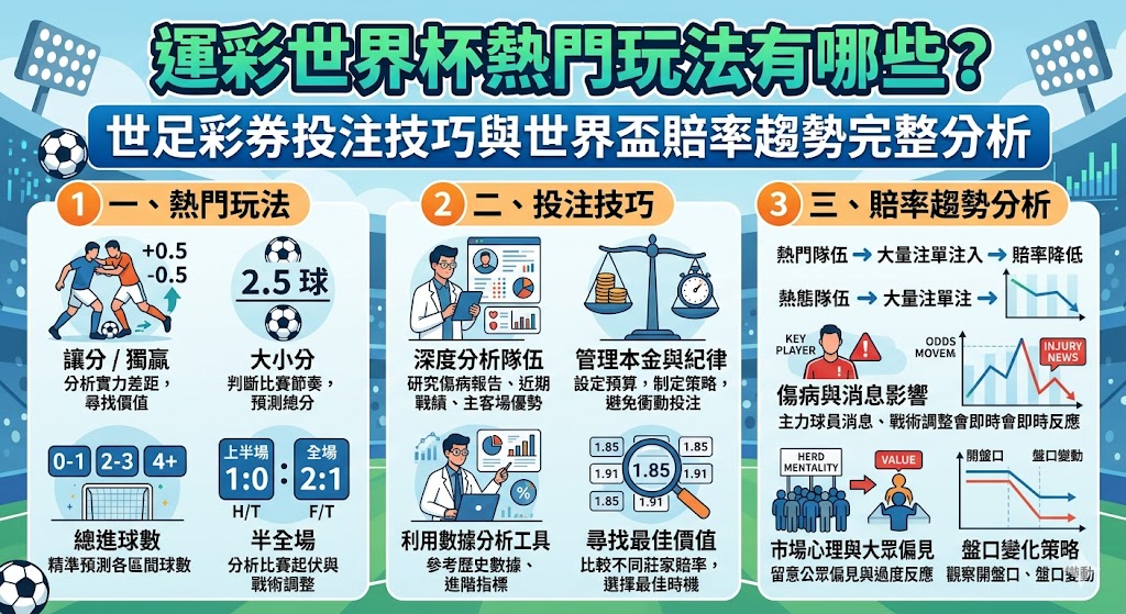 運彩世界杯熱門玩法有哪些？世足彩券投注技巧與世界盃賠率趨勢完整分析